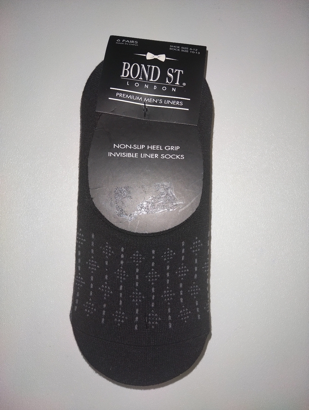 Bond St. London Men's Invisible Liner Socks Multi Color Non-Slip Heel Grip 6